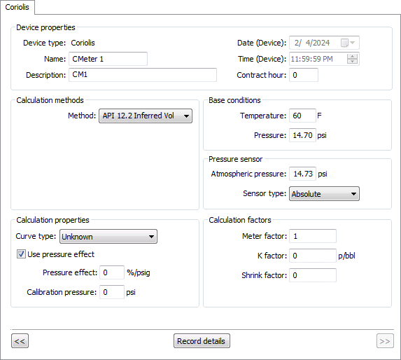 Coriolis Property Page